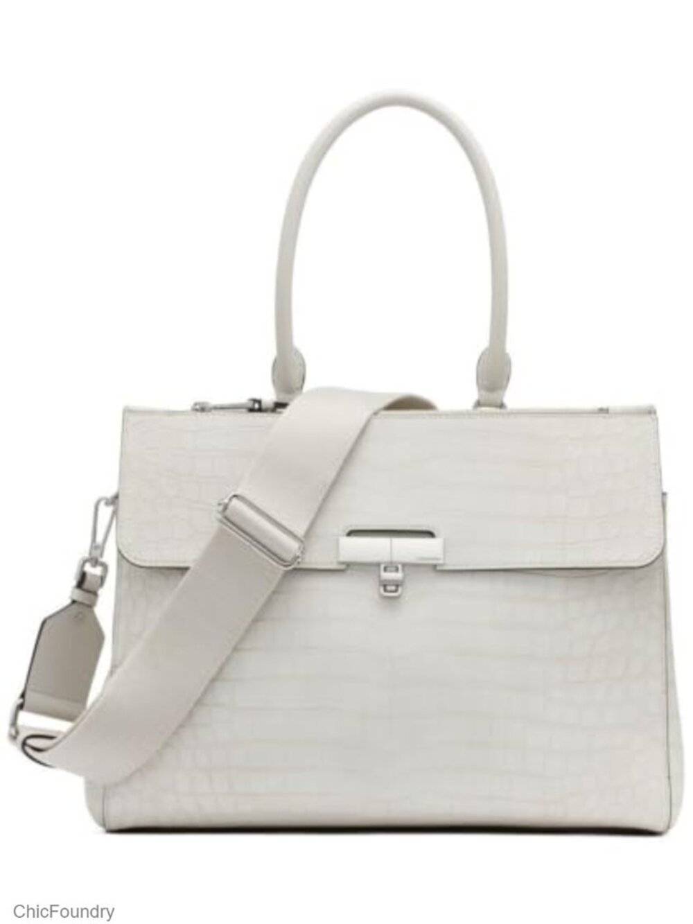 Vegan Leather Tote Bag Satchel Compartments Shoulder Strap